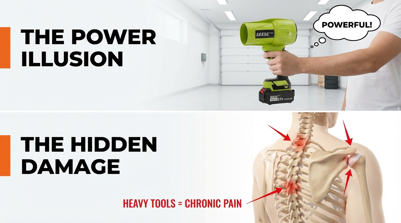 Vibration damage from gas-powered leaf blowers on spine